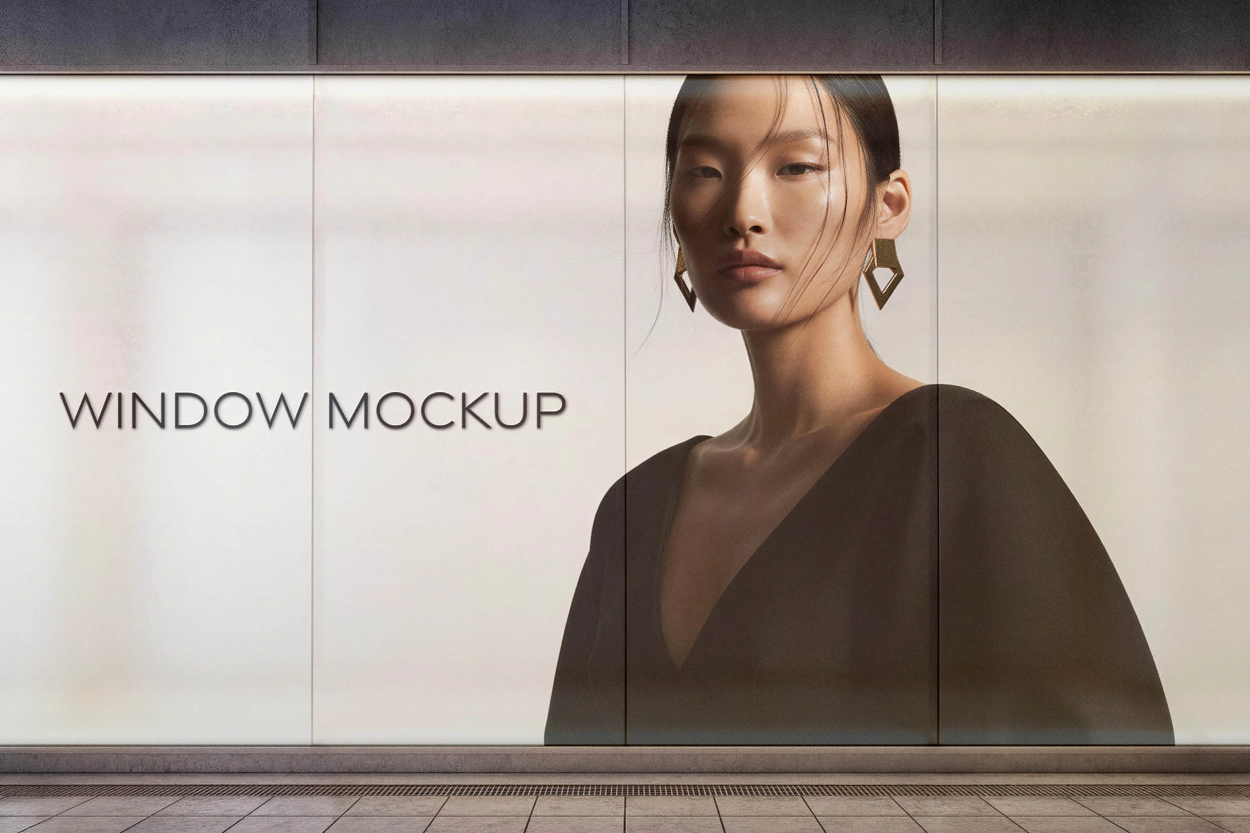 Lit Up Window Sticker Mockup