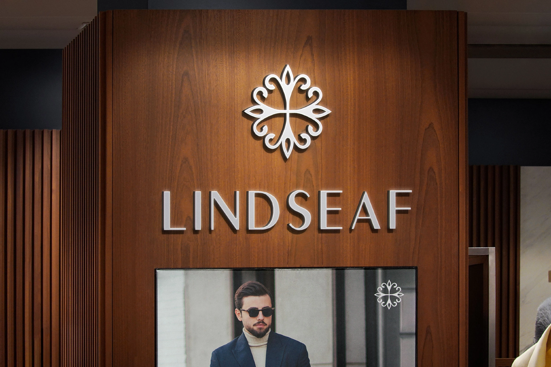 In-Store Wood Wall 3D Signage Mockup