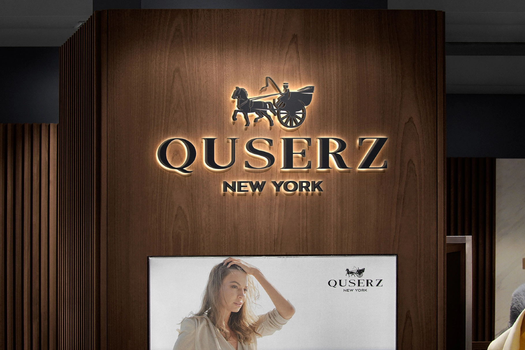 In-Store Wood Wall 3D Signage Mockup