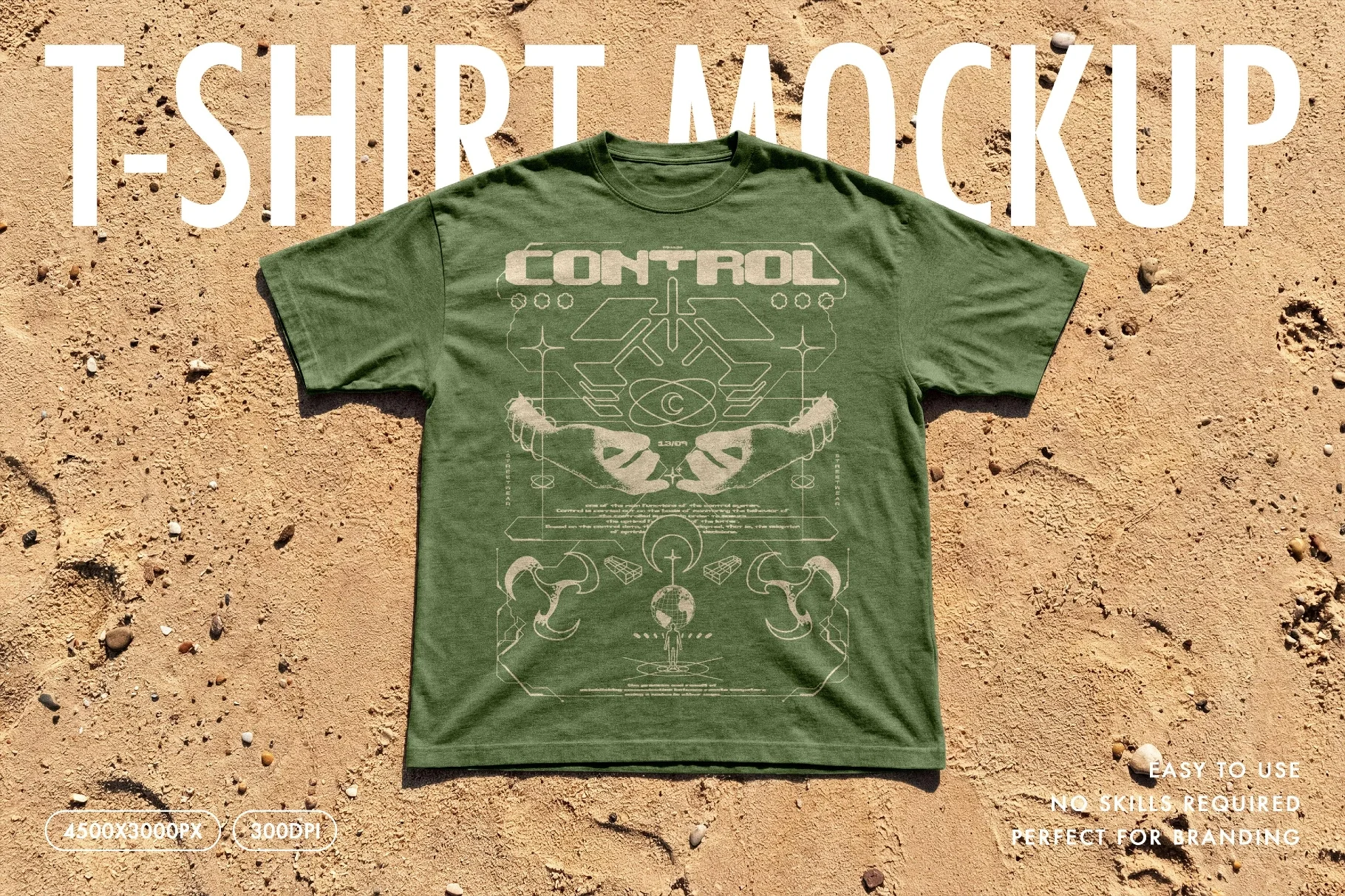 T-Shirt Mockup Flat Lay on Sand