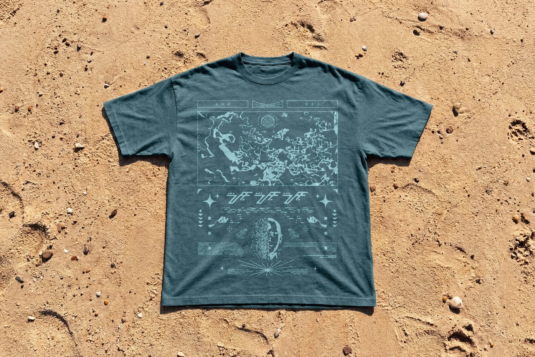 T-Shirt Mockup Flat Lay on Sand
