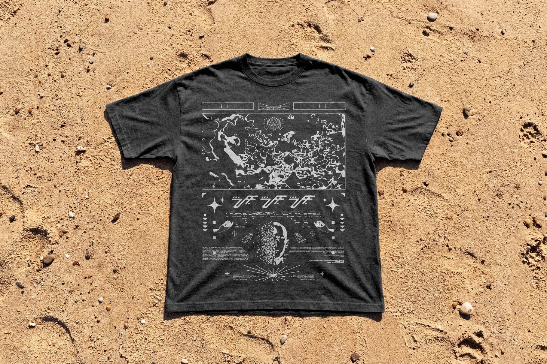 T-Shirt Mockup Flat Lay on Sand