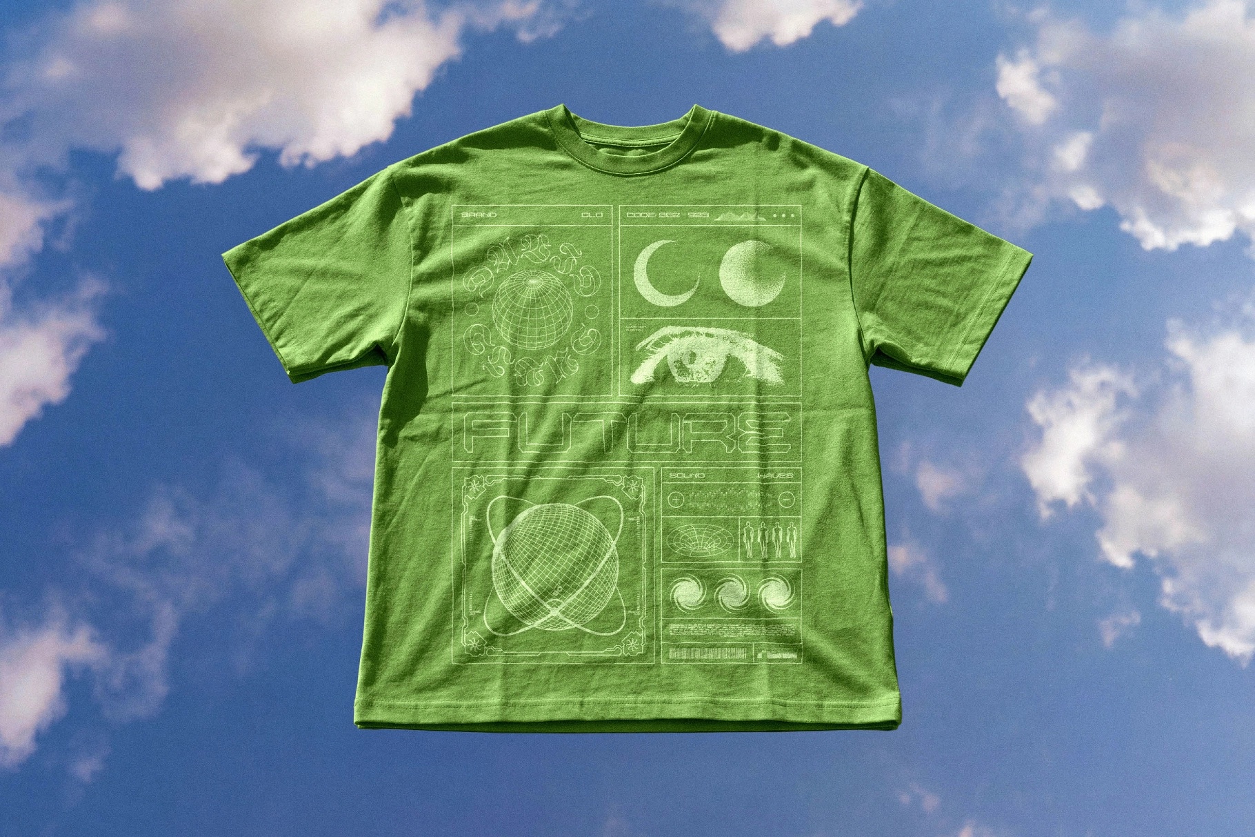 Floating T-Shirt Mockup on Sky Background