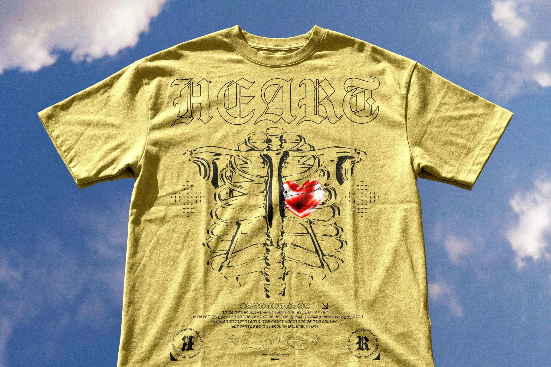 Floating T-Shirt Mockup on Sky Background