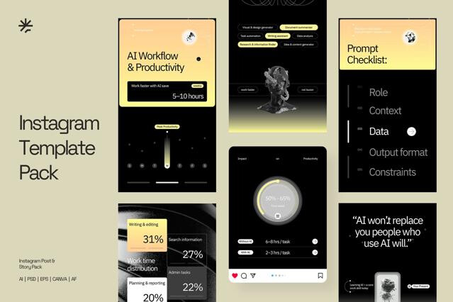 Futuristic AI Influencer Instagram (AI, EPS, PSD)