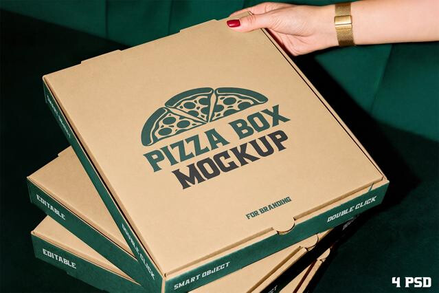 Pizza Box Packaging Branding Mockup
