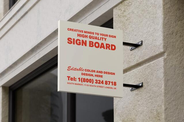 Square Shop Sign Mockup