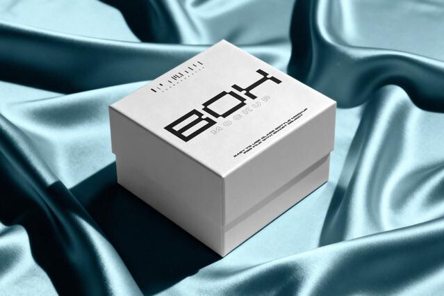 Jewelry Box Mockup on Satin Fabric