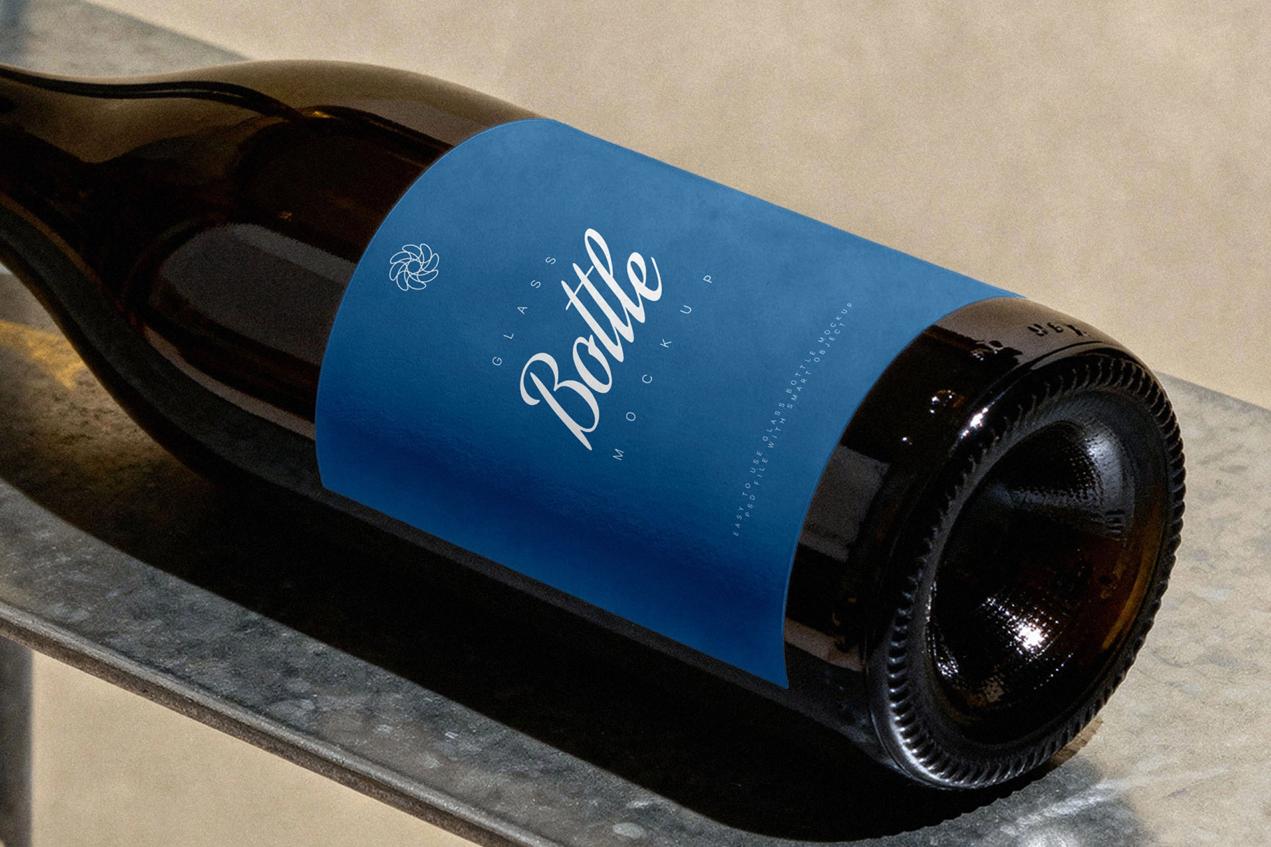 Wine Bottle Mockup on Metal Shelf