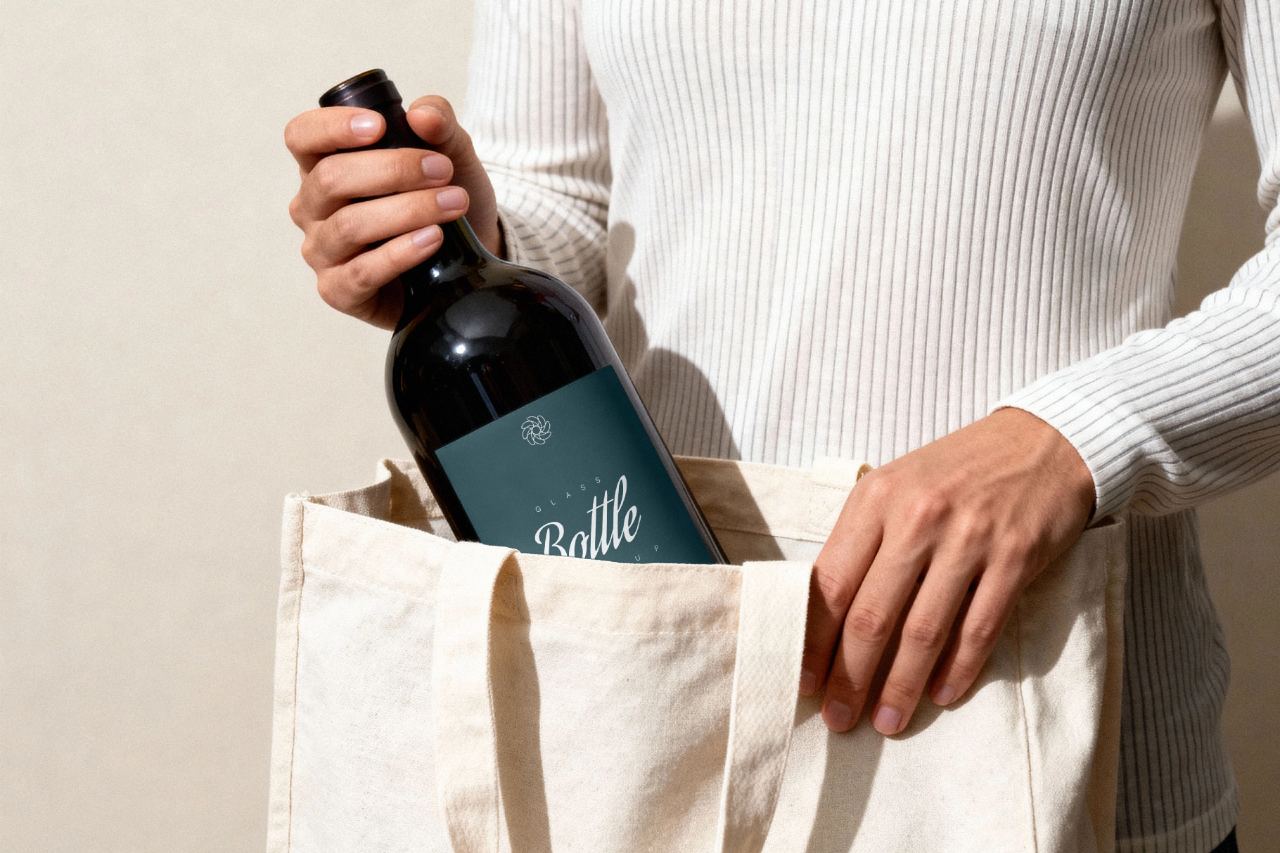 Red Wine Bottle Mockup