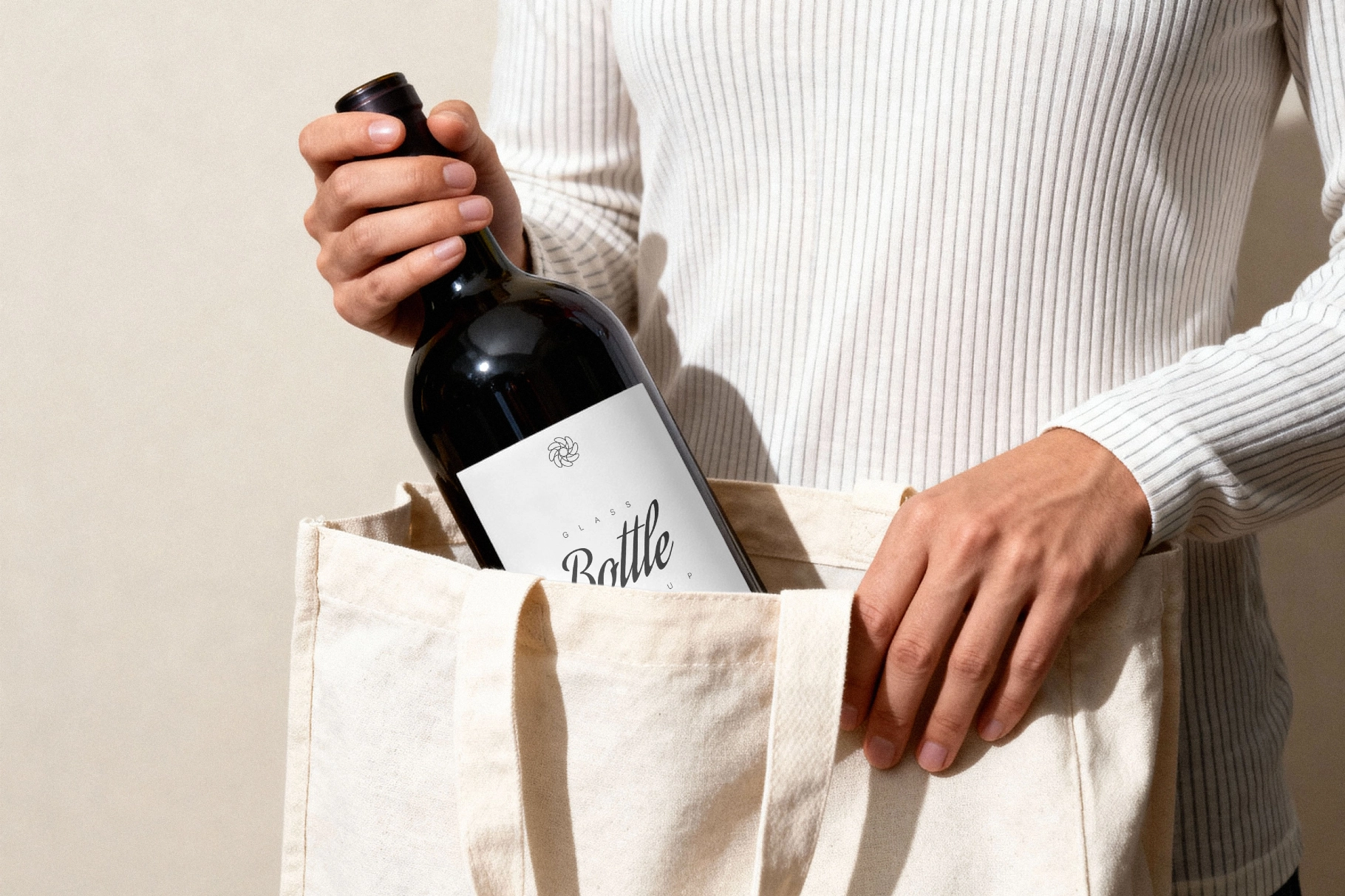 Red Wine Bottle Mockup