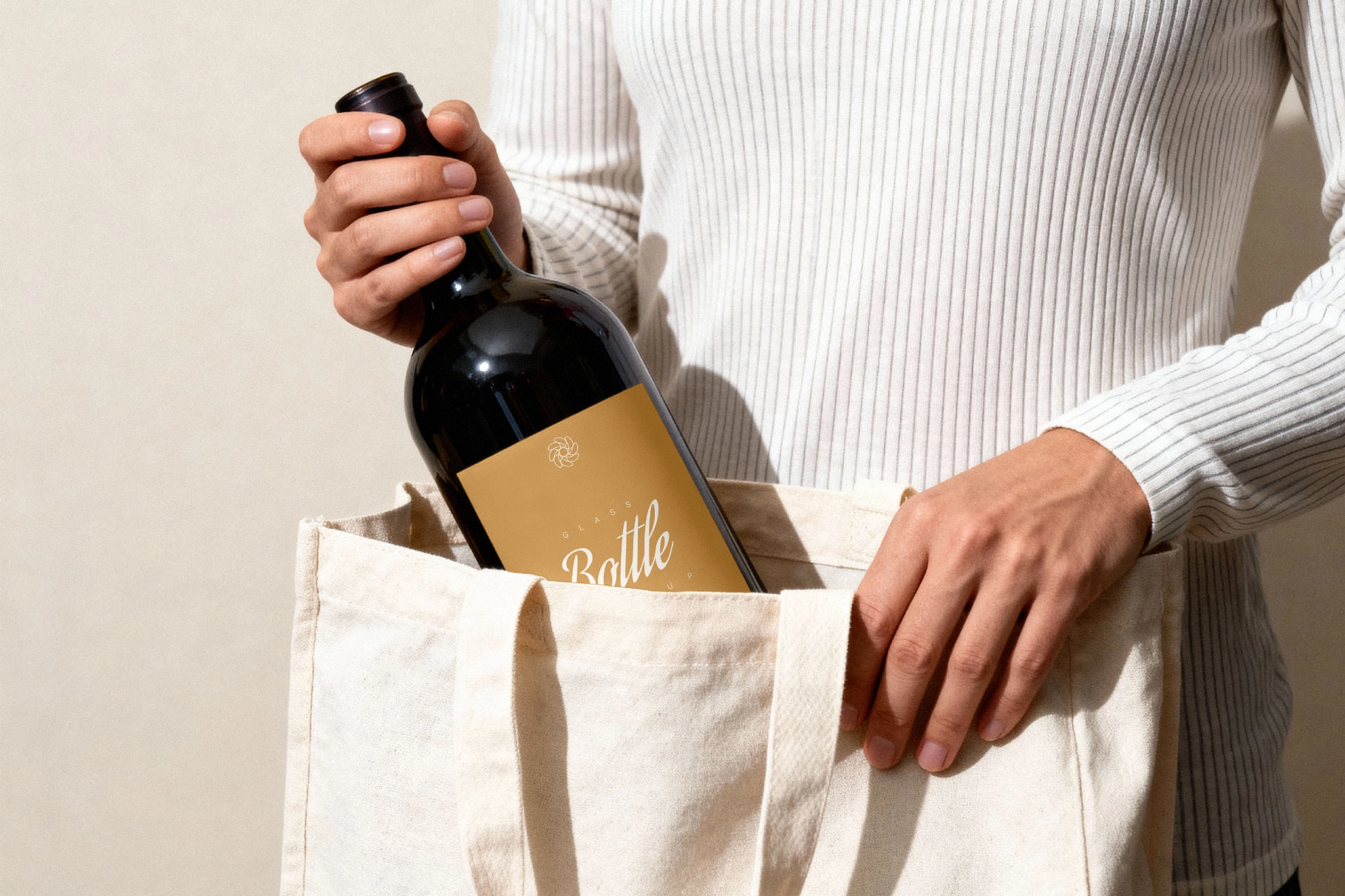 Red Wine Bottle Mockup