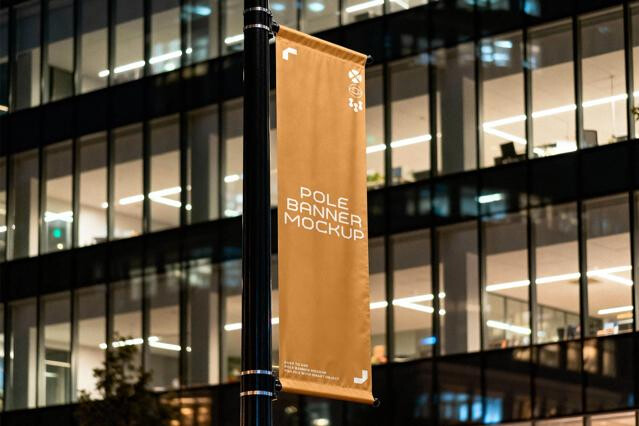 Street Pole Banner Mockup