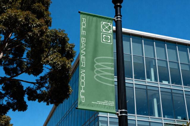 Vertical Pole Banner Mockup