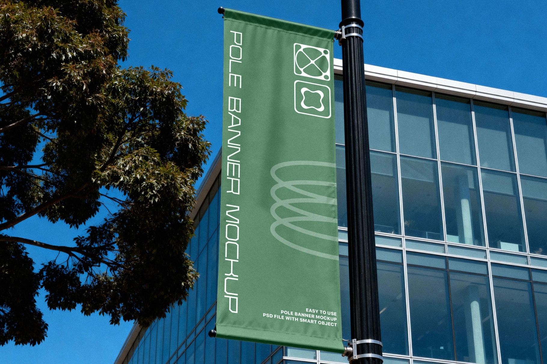 Vertical Pole Banner Mockup
