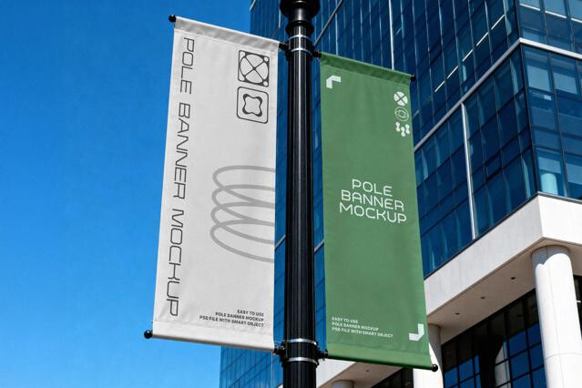 Outdoor Double Pole Banner Mockup