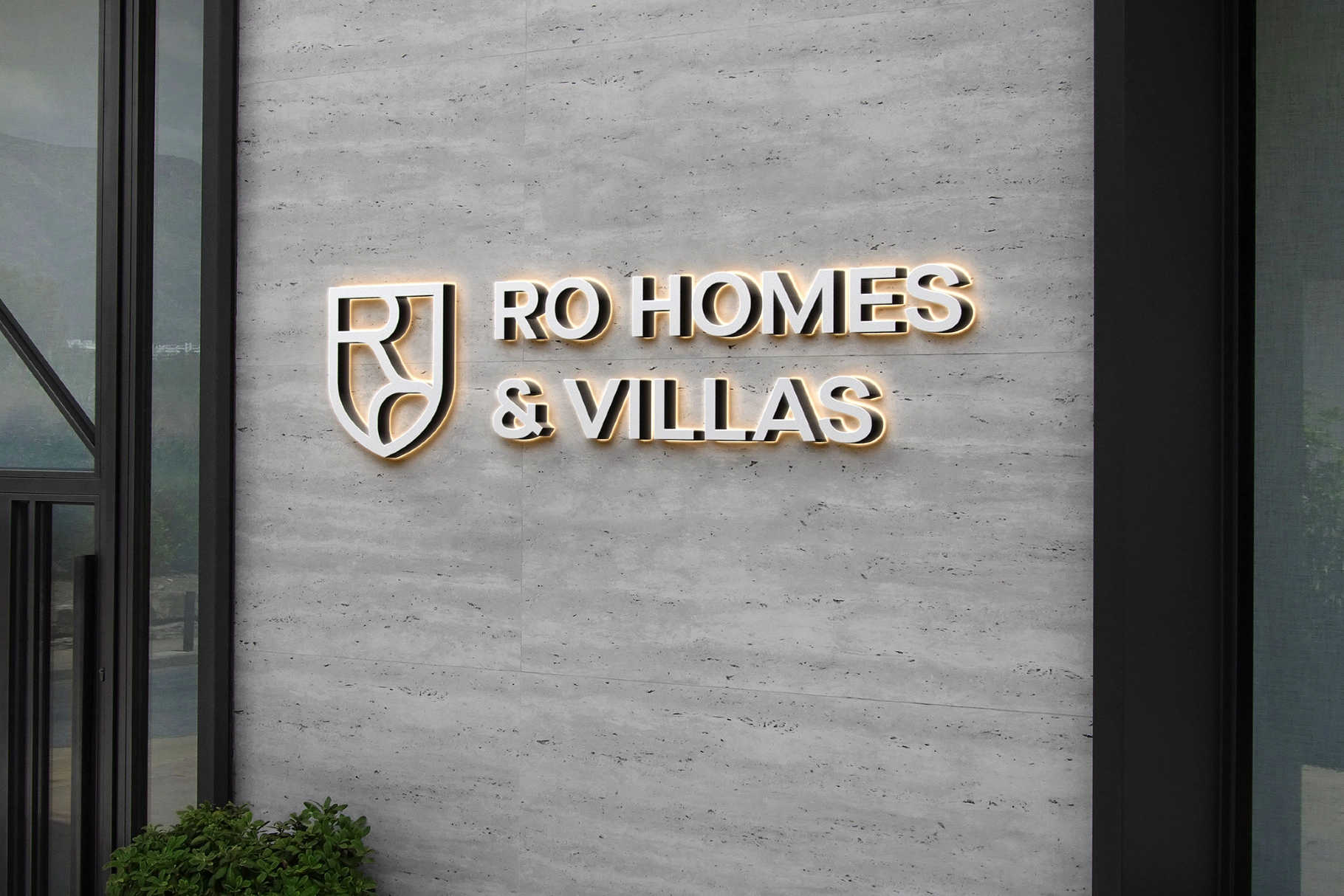 Luminous 3D Wall Signage Mockup