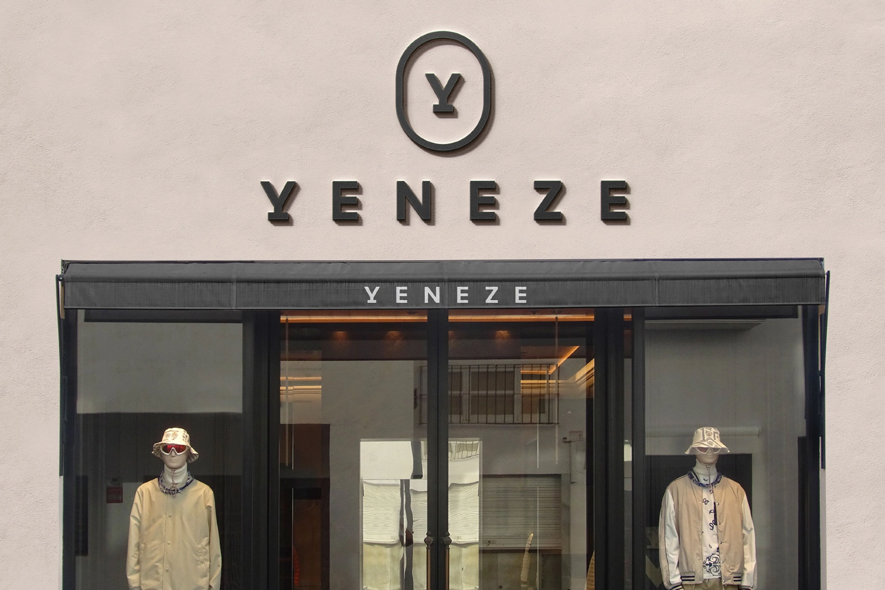 Stucco Storefront Signage PSD Mockup