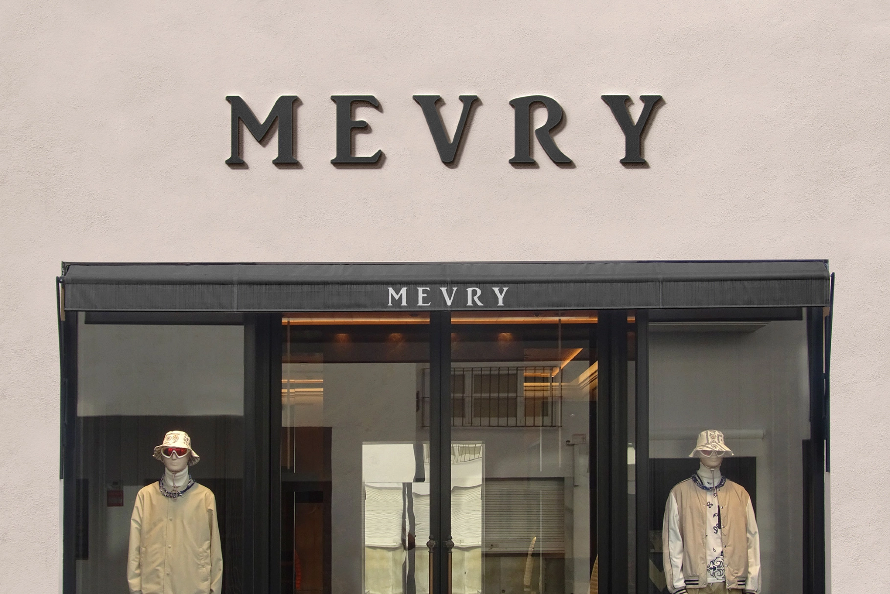 Stucco Storefront Signage PSD Mockup