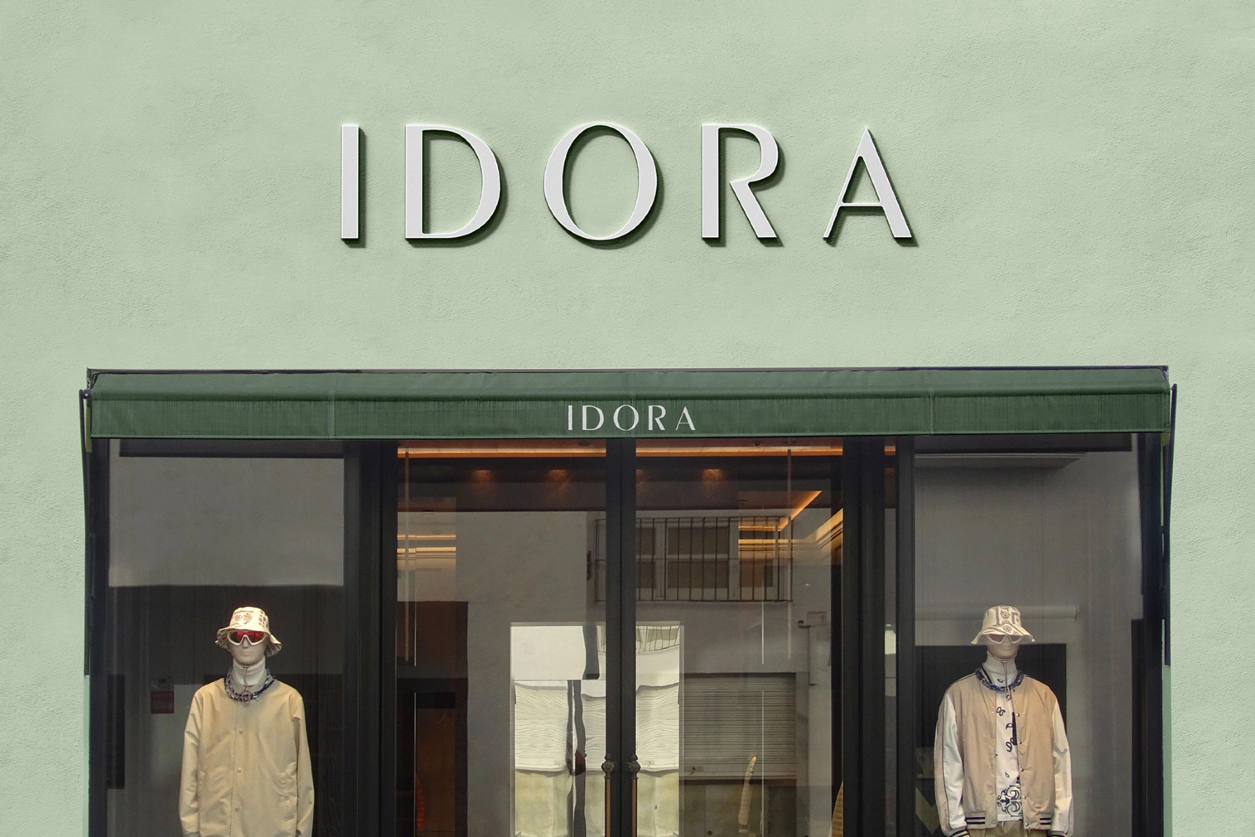 Stucco Storefront Signage PSD Mockup