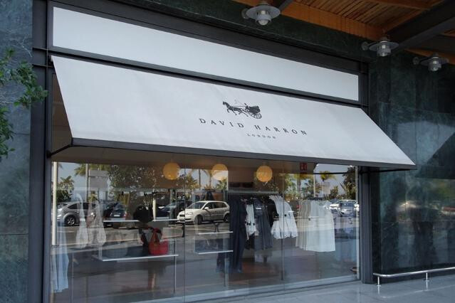 Storefront Window with Awning Mockup