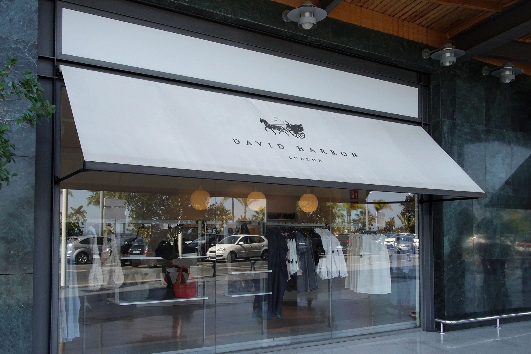 Storefront Window with Awning Mockup