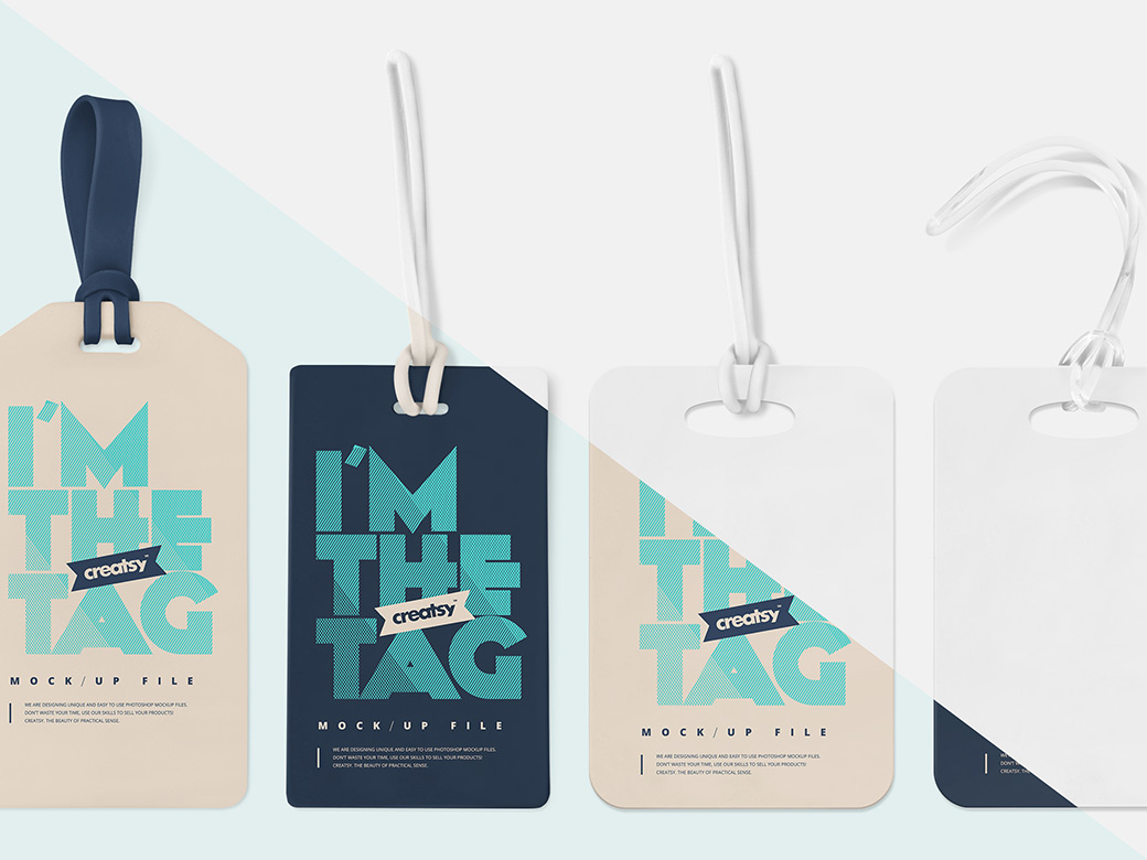 Free luggage tag mockup — download PSD template