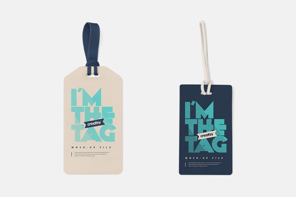 Download Free luggage tag mockup — download PSD template