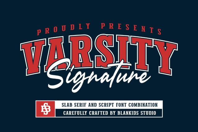 Varsity Signatue - College Font Combination