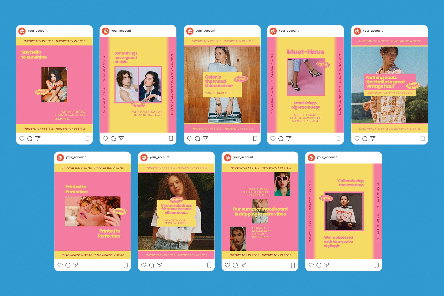 Retro Summer Fashion Instagram Template Pack