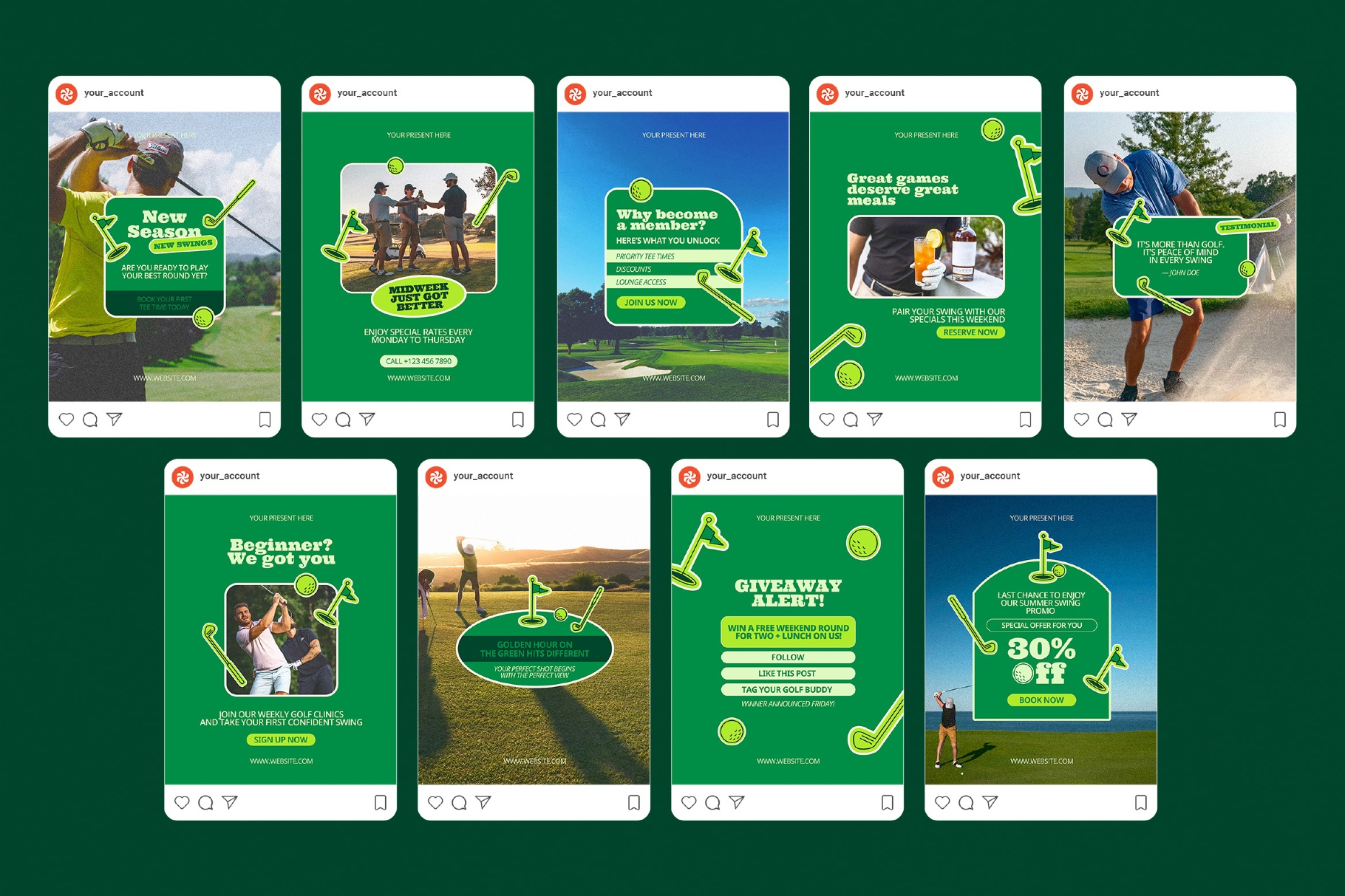 Golf Promotion Instagram Template Pack