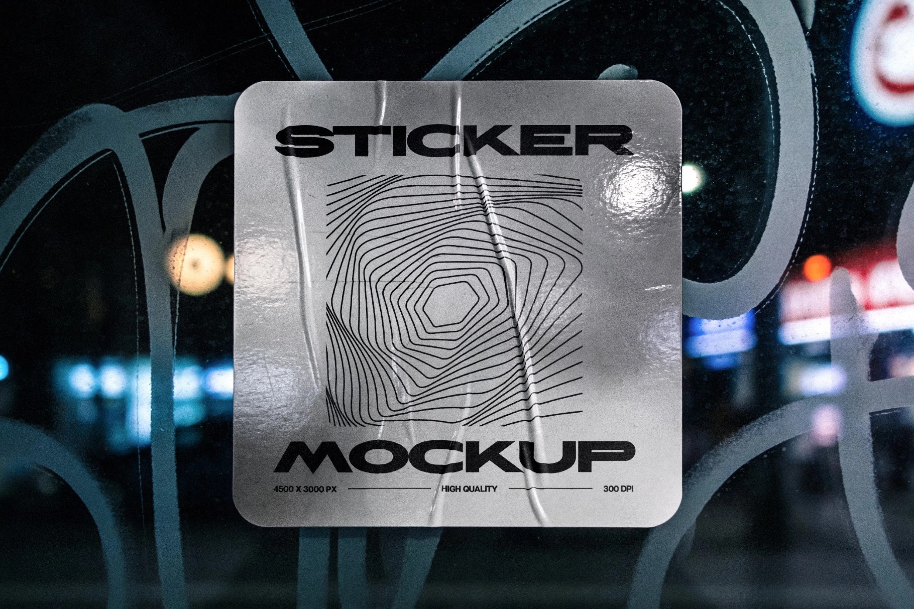 Vinyl Sticker Mockup on Glass