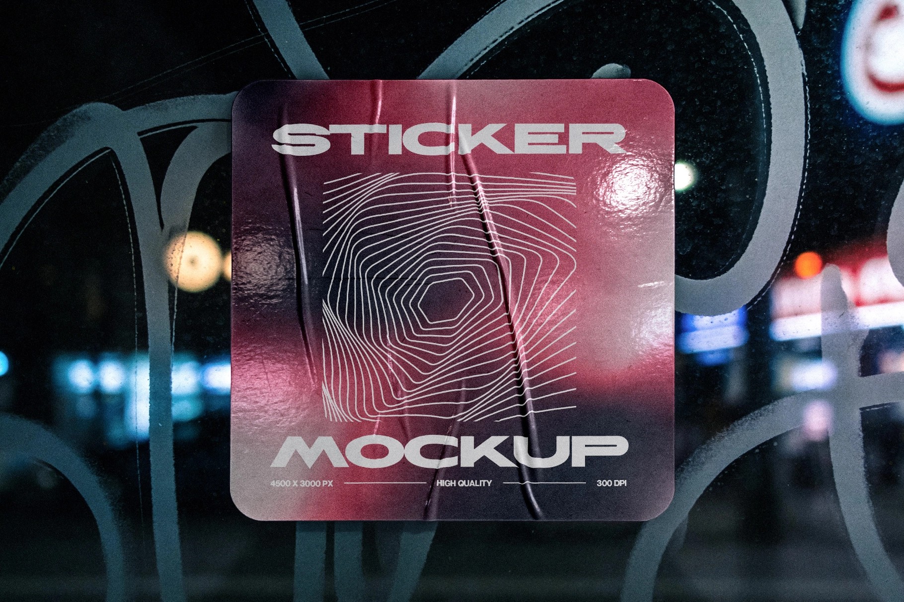 Vinyl Sticker Mockup on Glass