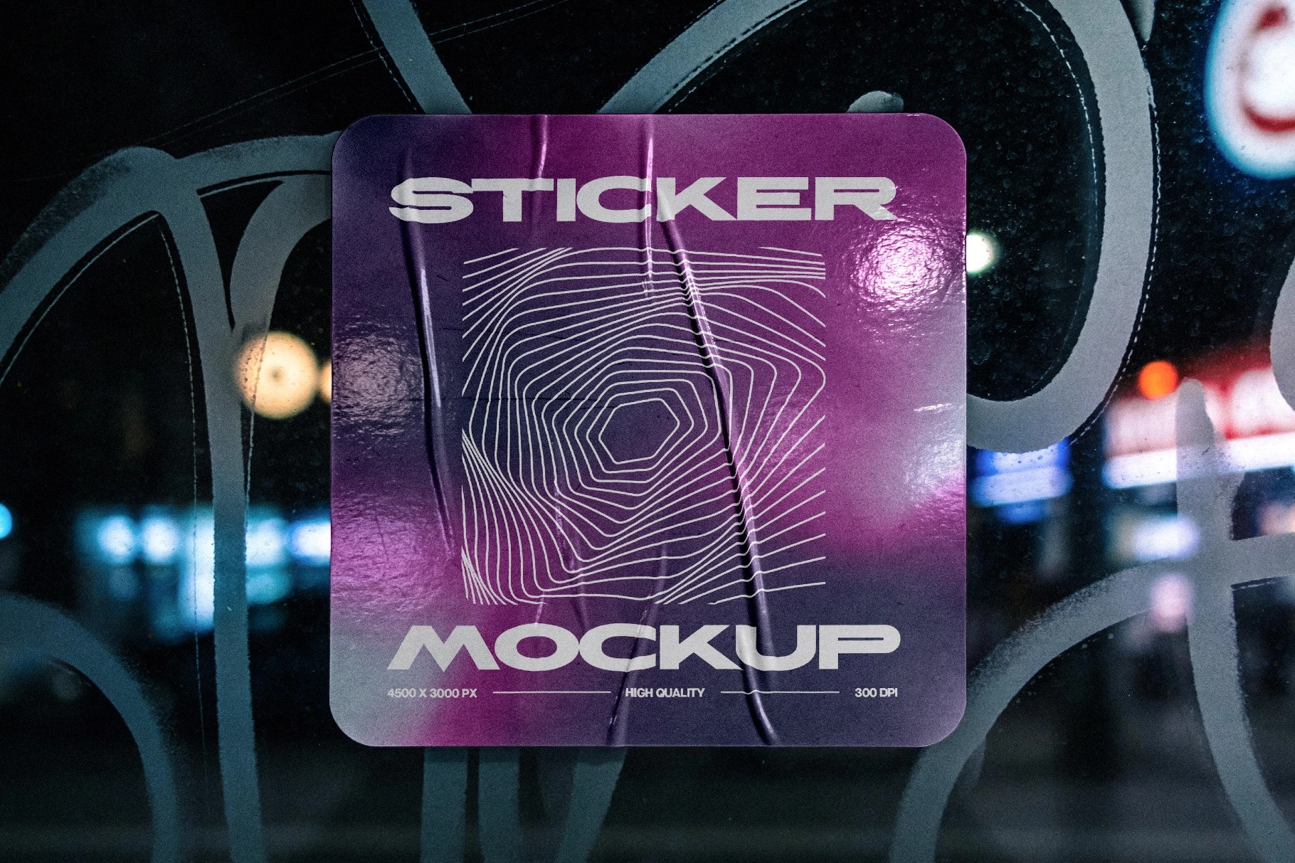 Vinyl Sticker Mockup on Glass