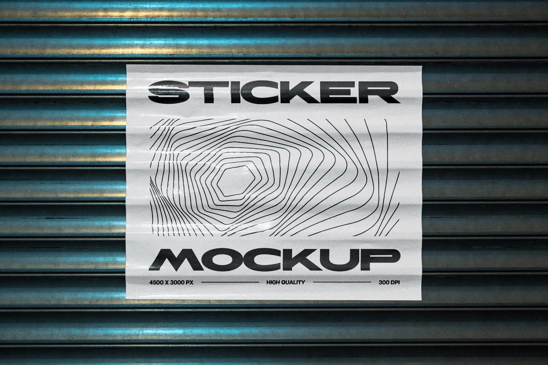 Corrugated Roller Shutter Sticker Mockup