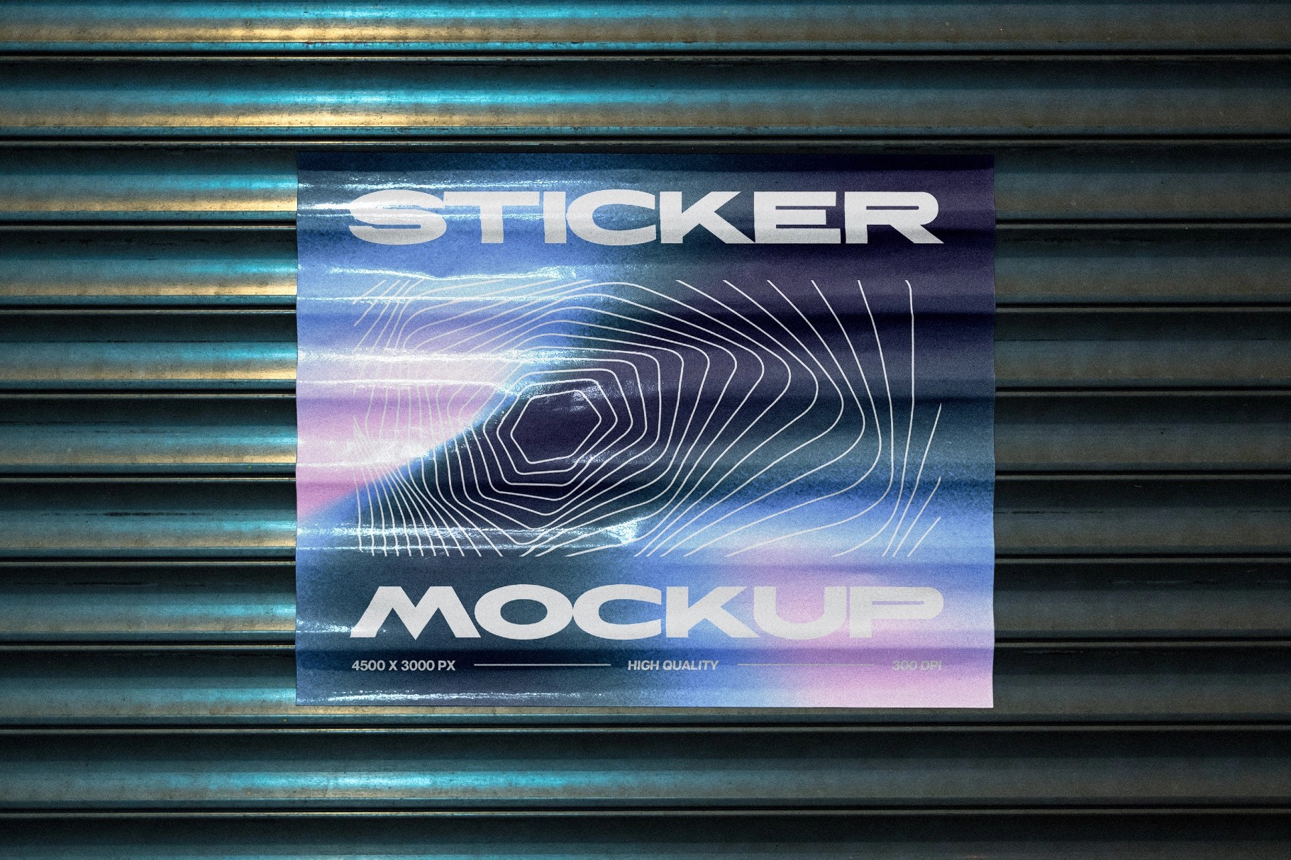 Corrugated Roller Shutter Sticker Mockup