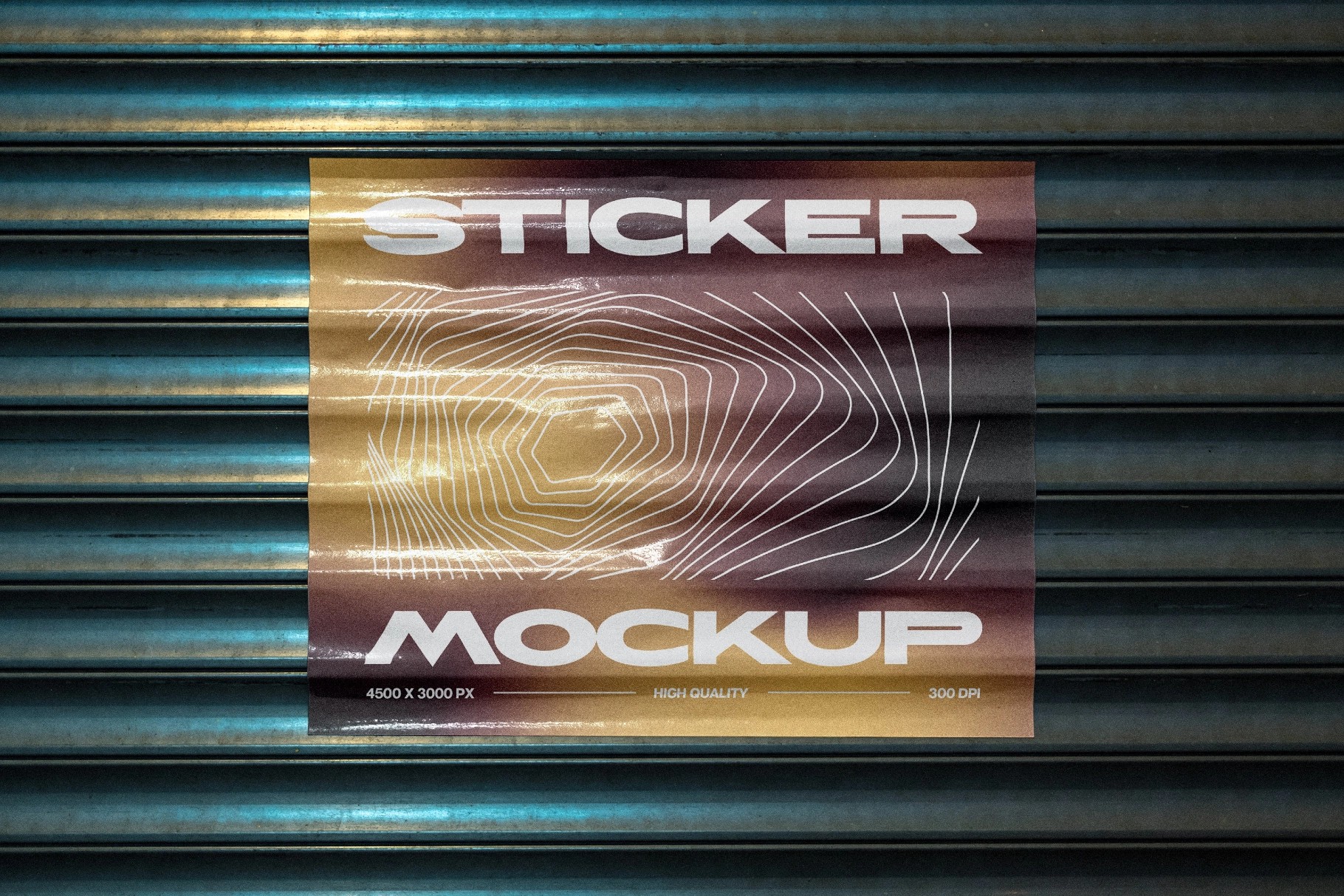 Corrugated Roller Shutter Sticker Mockup