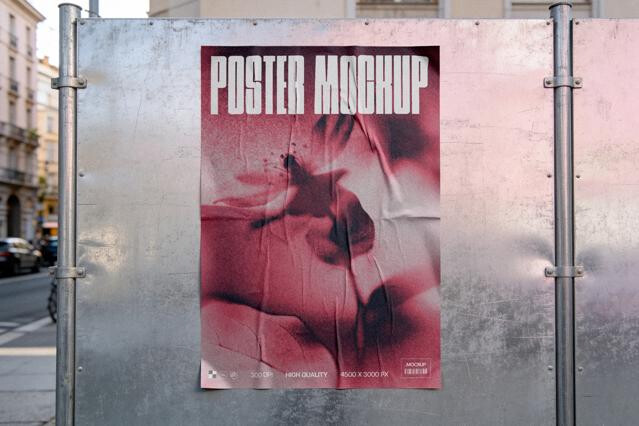 Poster Mockup on Construction Fence