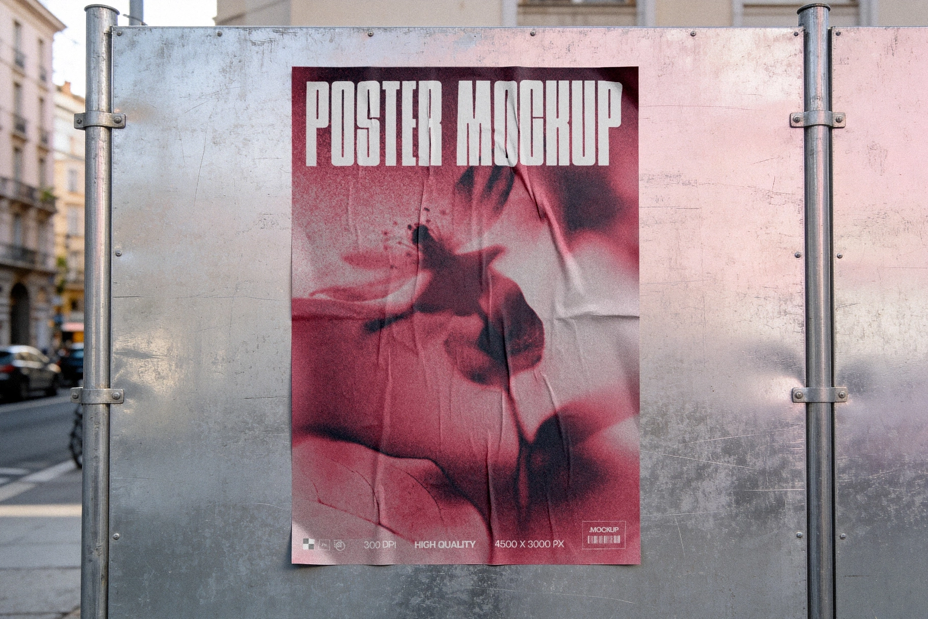 Poster Mockup on Construction Fence
