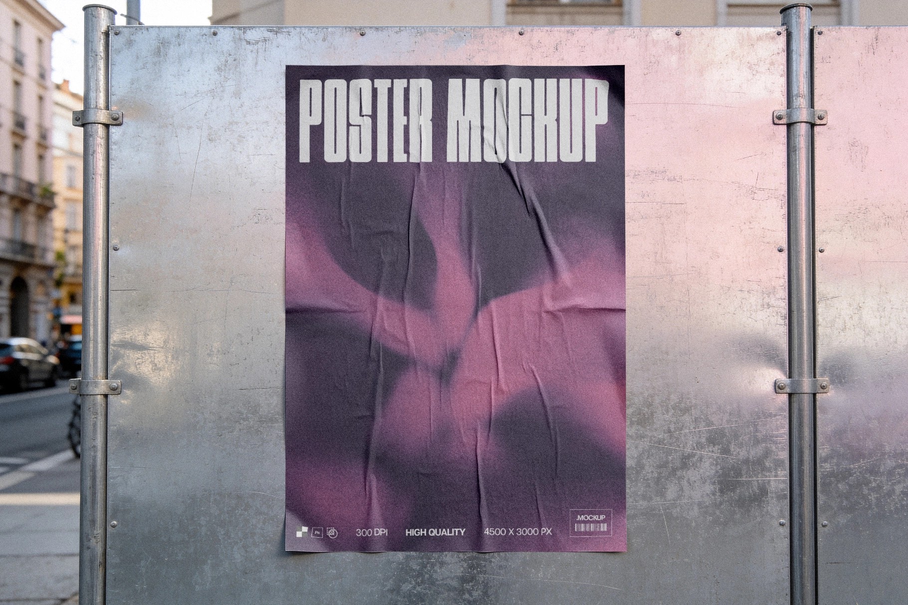 Poster Mockup on Construction Fence