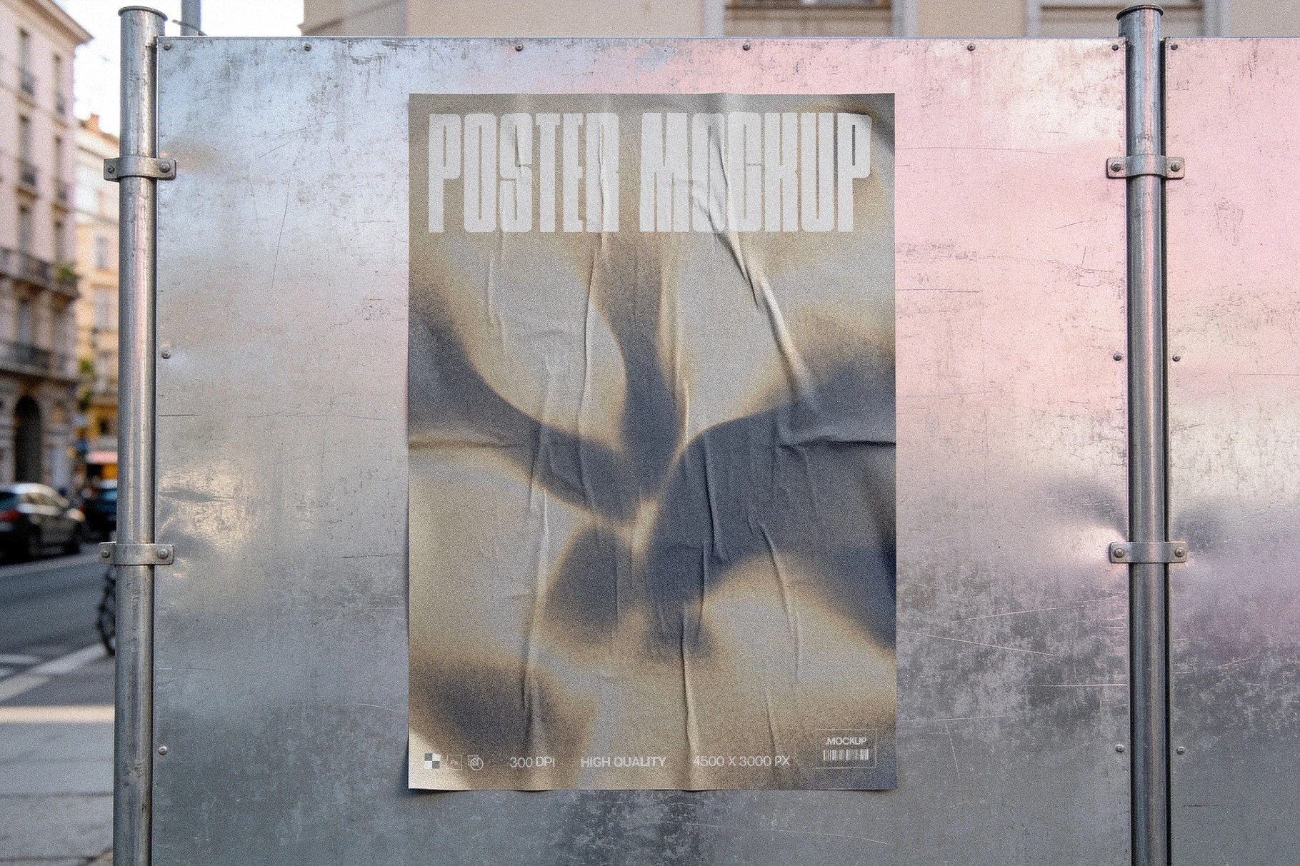 Poster Mockup on Construction Fence