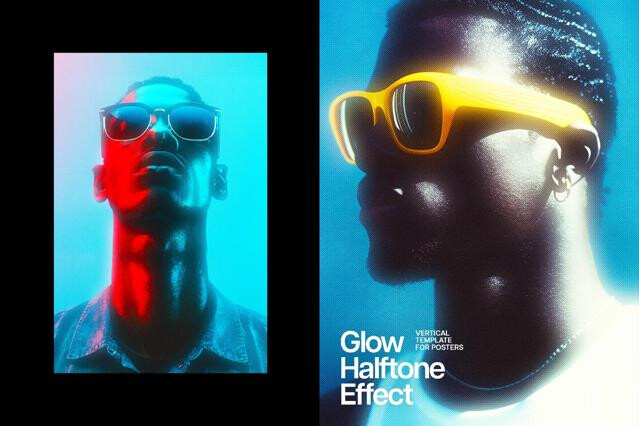 Glow Halftone Poster Effect