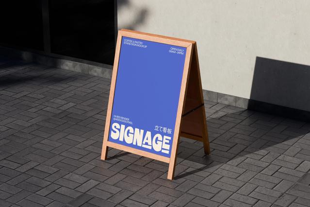 Wooden A-Frame Store Sign Mockup