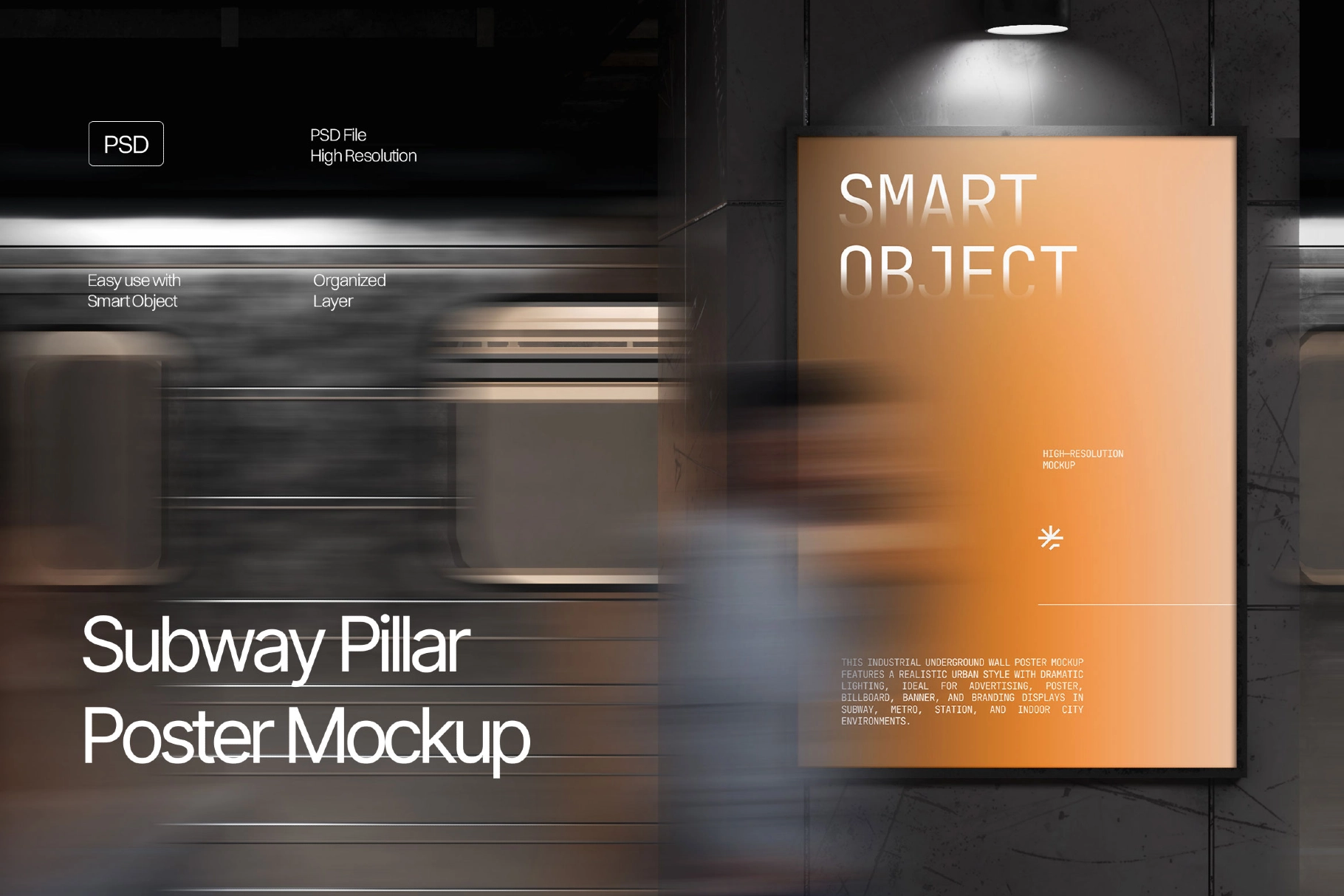 Subway Pillar Posters Mockup