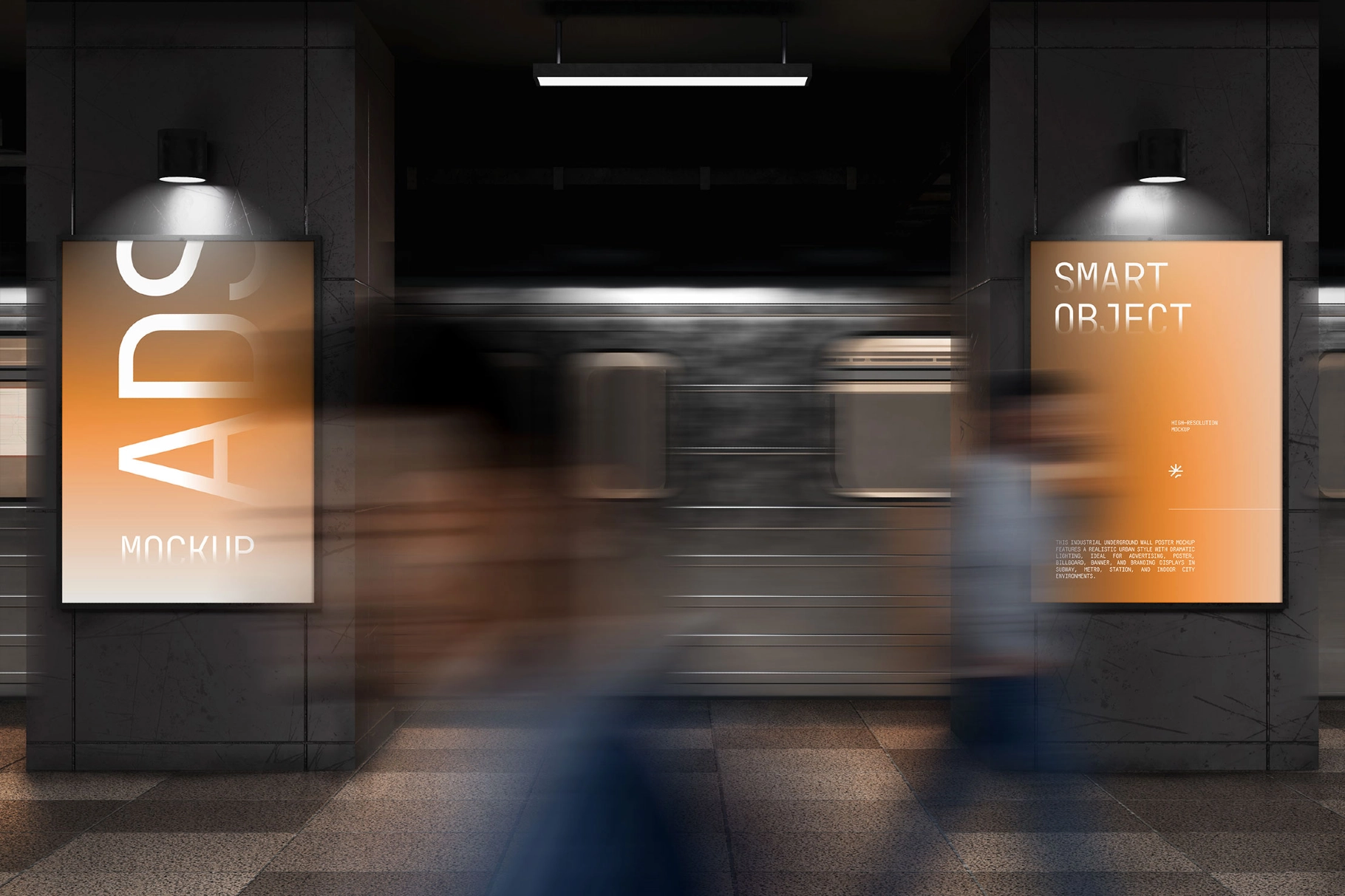 Subway Pillar Posters Mockup