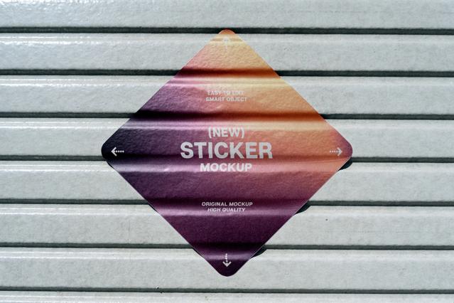 Download Diamond Sticker Mockup on Roller Shutter