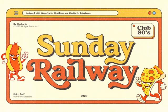 GC Sunday Railway - Groovy 70s Serif Font
