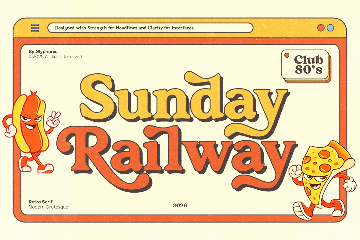 GC Sunday Railway - Groovy 70s Serif Font