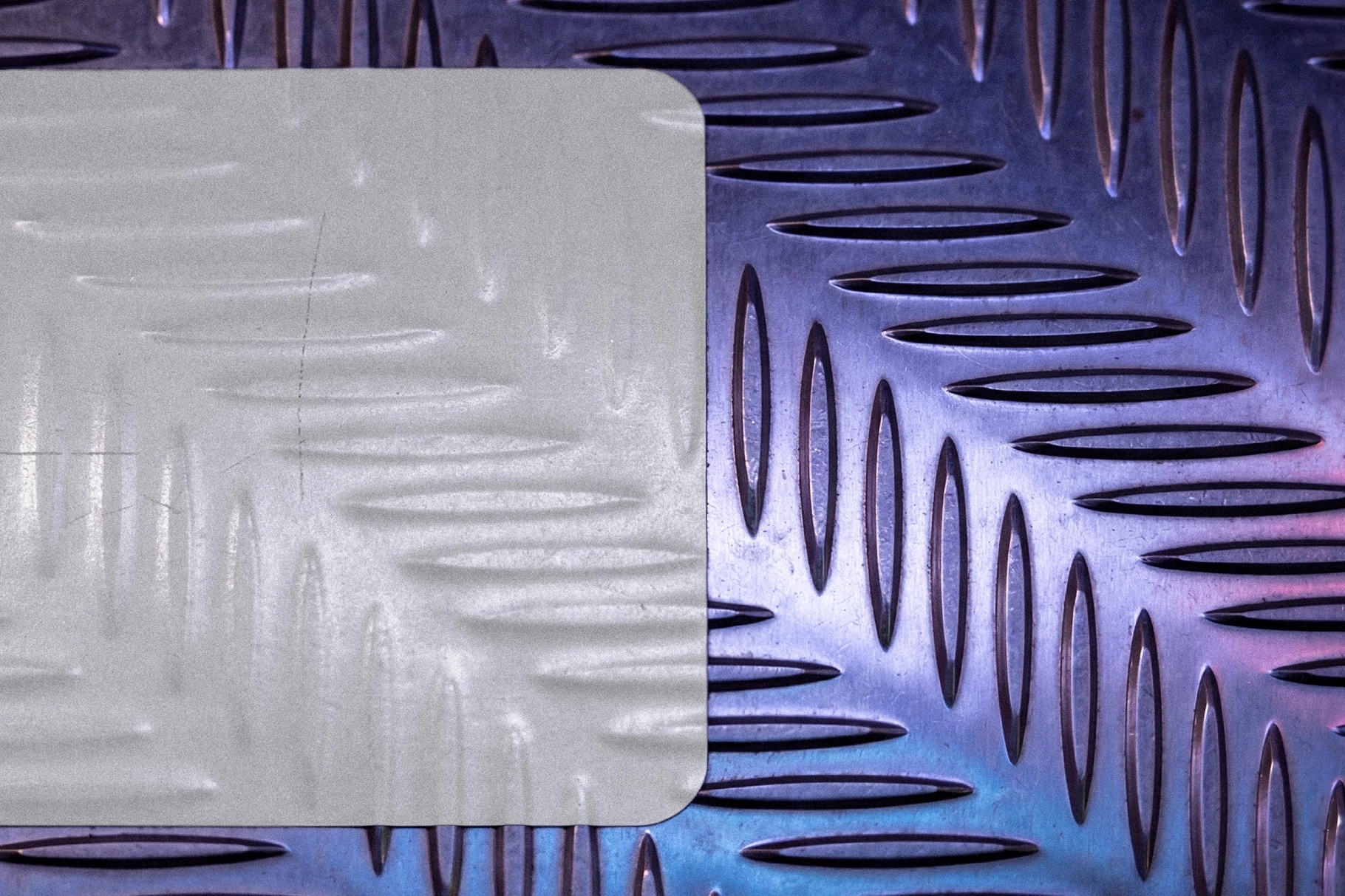 Metal Floor Sticker Mockup on Diamond Plate