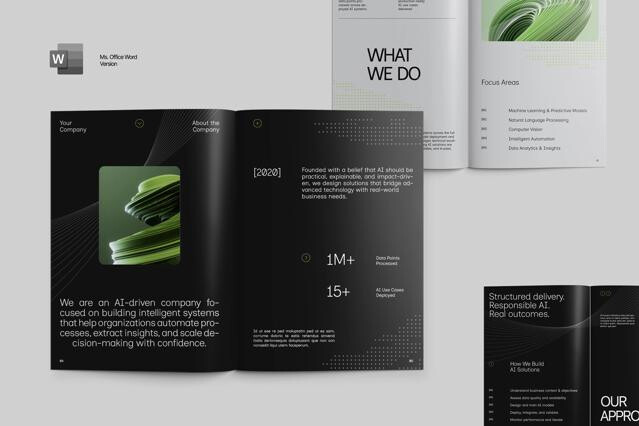 Minimalist AI Company Profile Ms. Word Template